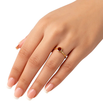 18K Gold Plated Bezel Set Round Stone Stackable Ring – Classic Design TGR1049 RM-1775