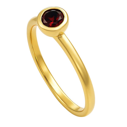 18K Gold Plated Bezel Set Round Stone Stackable Ring – Classic Design TGR1049 RM-1775