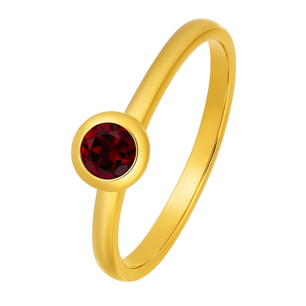 18K Gold Plated Bezel Set Round Stone Stackable Ring – Classic Design TGR1049 RM-1775