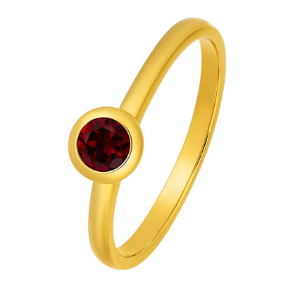 18K Gold Plated Bezel Set Round Stone Stackable Ring – Classic Design TGR1049 RM-1775