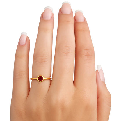 18K Gold Plated Bezel Set Round Stone Stackable Ring – Classic Design TGR1049 RM-1775
