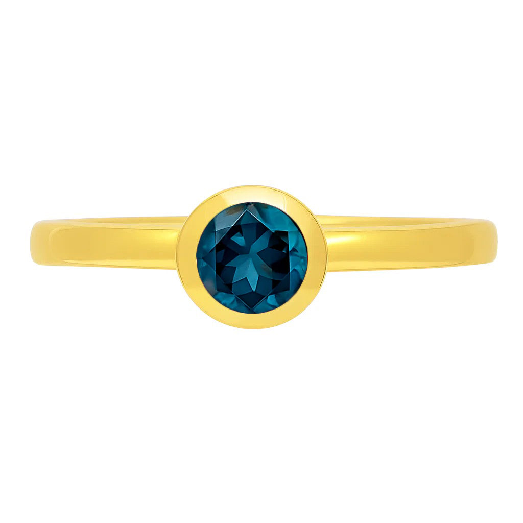 18K Gold Plated Bezel Set Round Stone Stackable Ring – Classic Design TGR1049 RM-1775