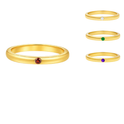 18K Gold Plated Tiny Gemstone Band Ring – Minimalist Stacking Style TGR1052 RM-1780