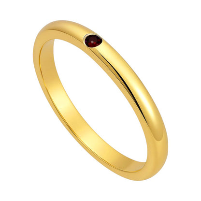 18K Gold Plated Tiny Gemstone Band Ring – Minimalist Stacking Style TGR1052 RM-1780