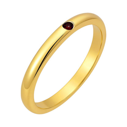 18K Gold Plated Tiny Gemstone Band Ring – Minimalist Stacking Style TGR1052 RM-1780