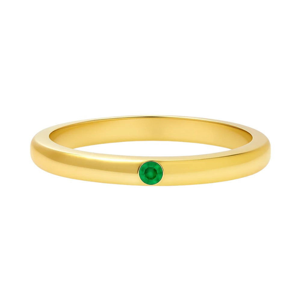 18K Gold Plated Tiny Gemstone Band Ring – Minimalist Stacking Style TGR1052 RM-1780