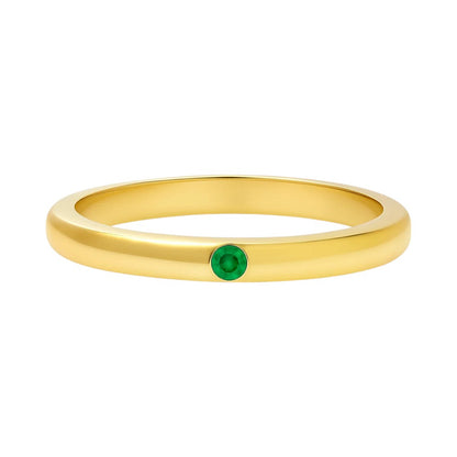 18K Gold Plated Tiny Gemstone Band Ring – Minimalist Stacking Style TGR1052 RM-1780