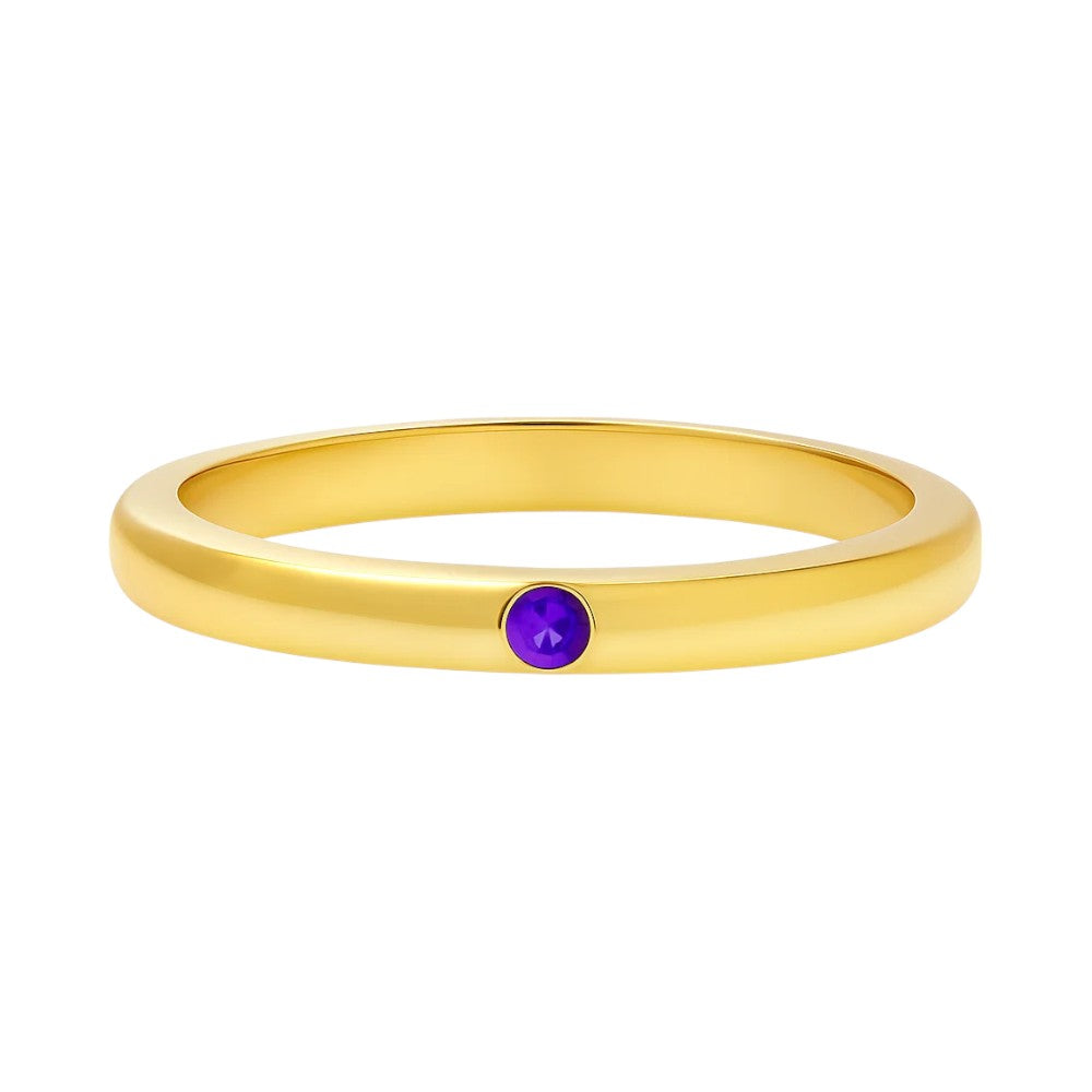 18K Gold Plated Tiny Gemstone Band Ring – Minimalist Stacking Style TGR1052 RM-1780