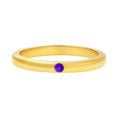 18K Gold Plated Tiny Gemstone Band Ring – Minimalist Stacking Style TGR1052 RM-1780
