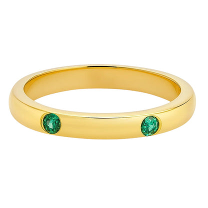 18K Gold Plated Brass Double Stone Band Ring – Minimalist Stacking Style TGR1053 RM-1780