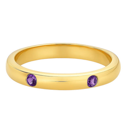 18K Gold Plated Brass Double Stone Band Ring – Minimalist Stacking Style TGR1053 RM-1780