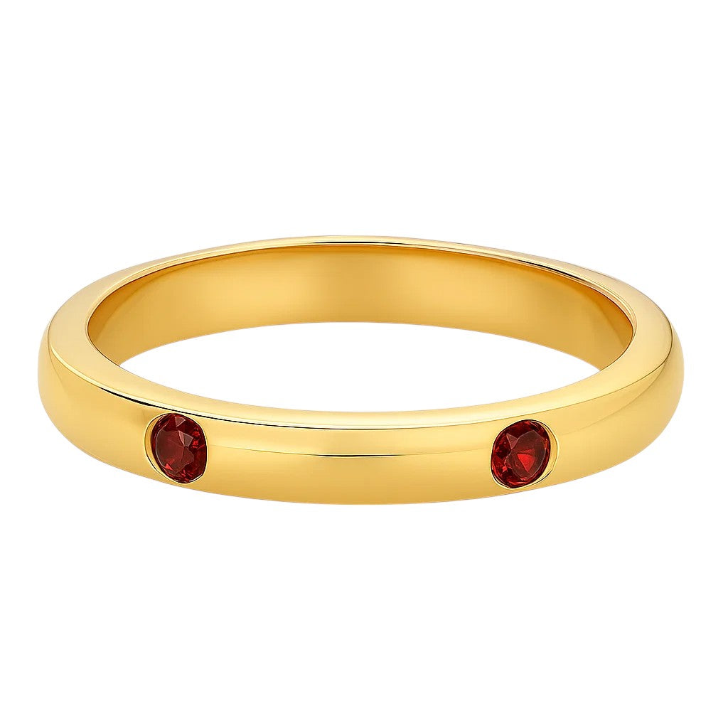 18K Gold Plated Brass Double Stone Band Ring – Minimalist Stacking Style TGR1053 RM-1780
