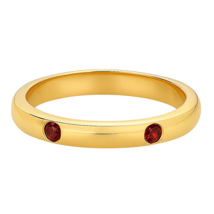 18K Gold Plated Brass Double Stone Band Ring – Minimalist Stacking Style TGR1053 RM-1780