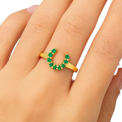 18K Gold Plated Brass Horseshoe Ring – Lucky Gemstone Good Luck Jewelry TGR1055 RM-1779