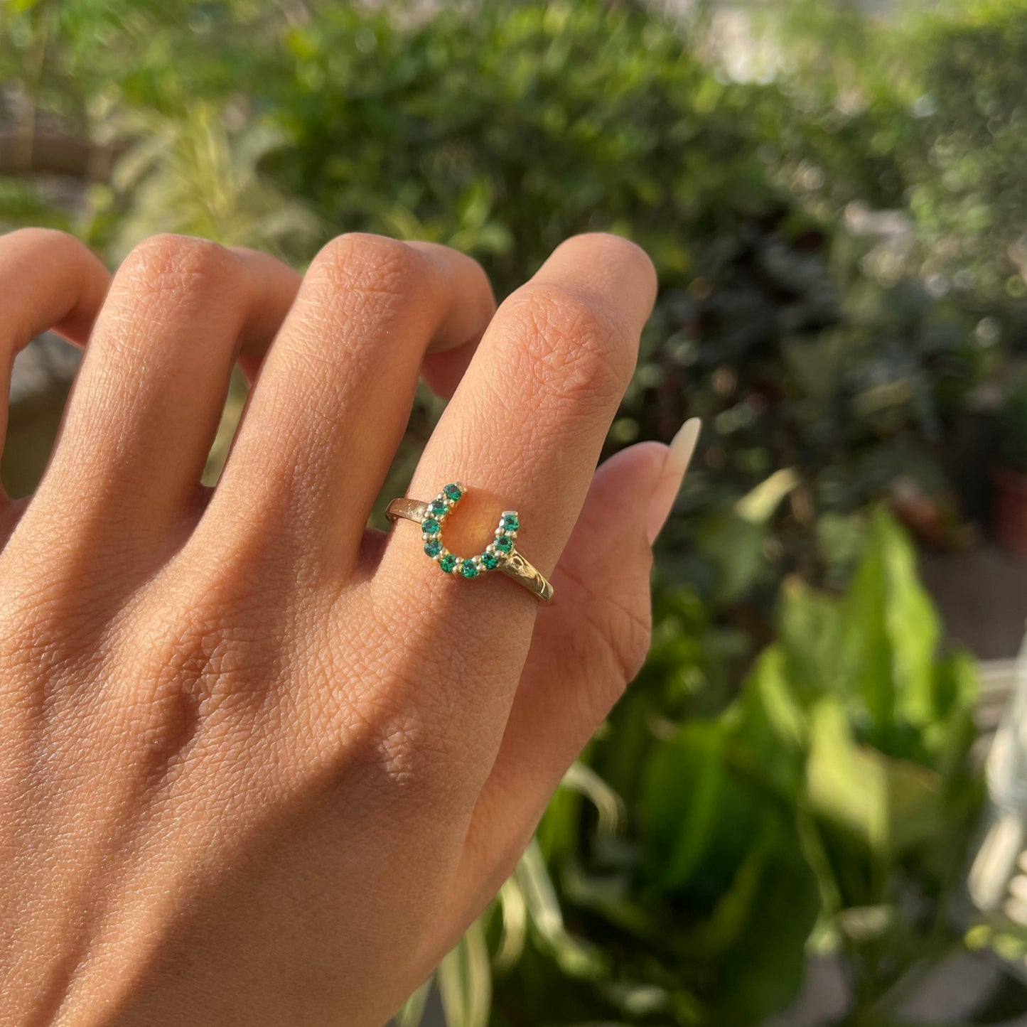 18K Gold Plated Horseshoe Ring – Lucky Gemstone Good Luck Jewelry TGR1055 RM-1779