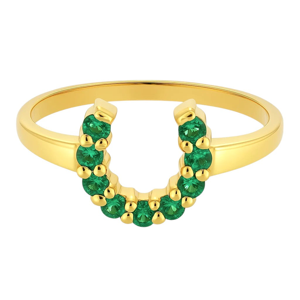 18K Gold Plated Brass Horseshoe Ring – Lucky Gemstone Good Luck Jewelry TGR1055 RM-1779