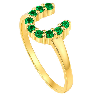 18K Gold Plated Brass Horseshoe Ring – Lucky Gemstone Good Luck Jewelry TGR1055 RM-1779