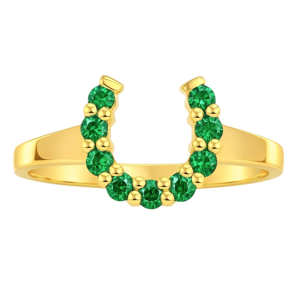 18K Gold Plated Brass Horseshoe Ring – Lucky Gemstone Good Luck Jewelry TGR1055 RM-1779