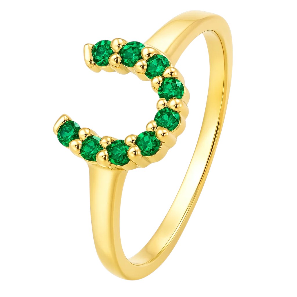 18K Gold Plated Brass Horseshoe Ring – Lucky Gemstone Good Luck Jewelry TGR1055 RM-1779