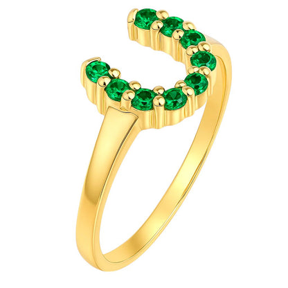 18K Gold Plated Brass Horseshoe Ring – Lucky Gemstone Good Luck Jewelry TGR1055 RM-1779