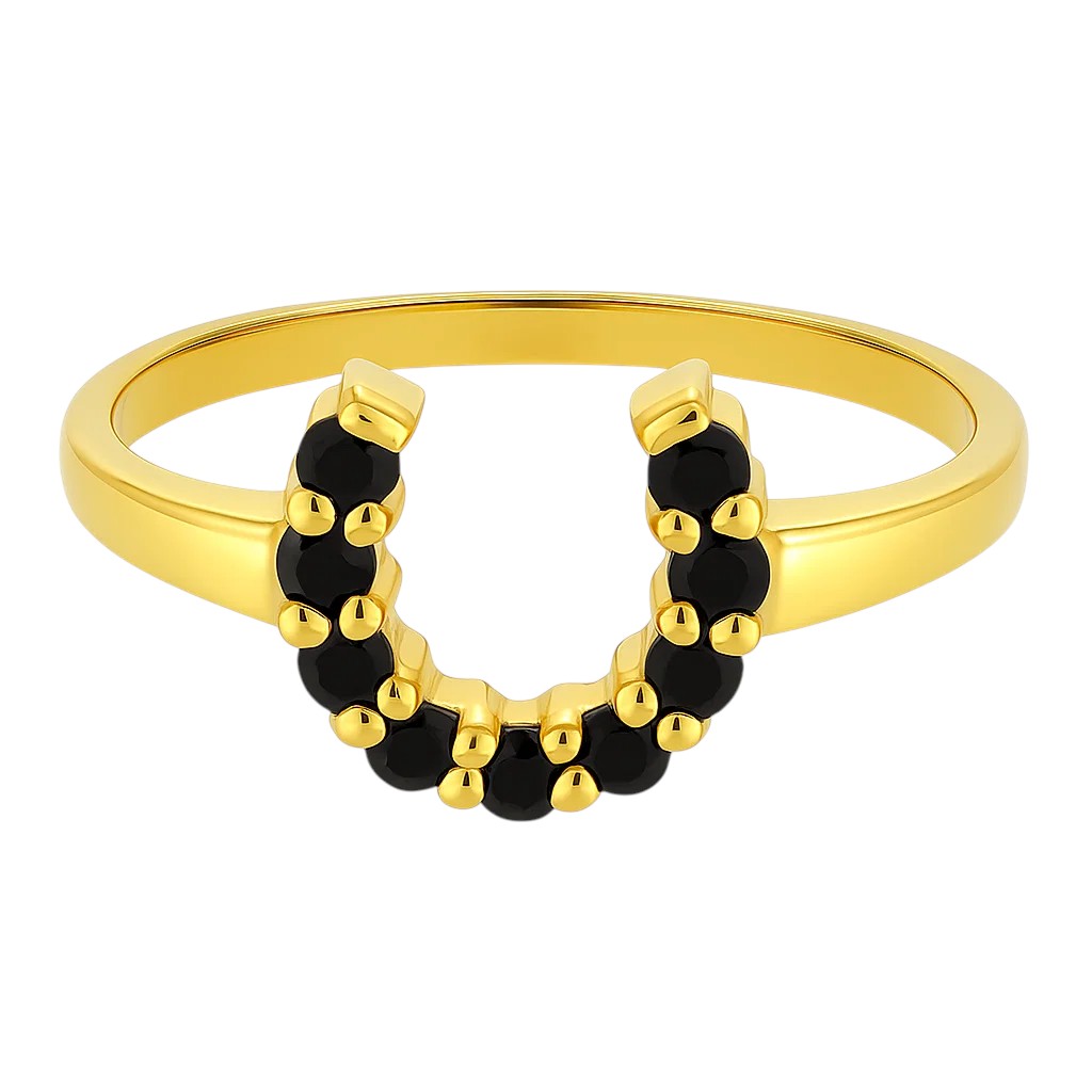 18K Gold Plated Brass Horseshoe Ring – Lucky Gemstone Good Luck Jewelry TGR1055 RM-1779