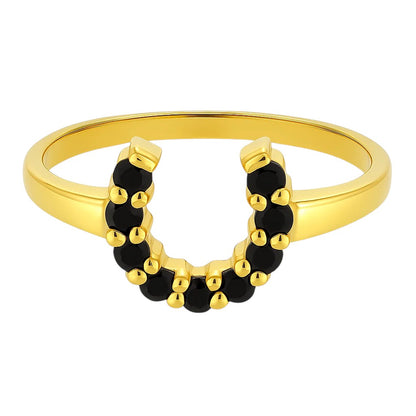 18K Gold Plated Brass Horseshoe Ring – Lucky Gemstone Good Luck Jewelry TGR1055 RM-1779
