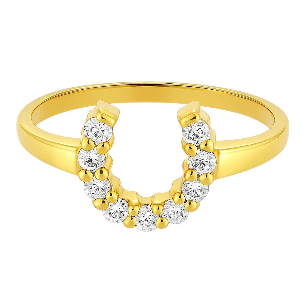 18K Gold Plated Brass Horseshoe Ring – Lucky Gemstone Good Luck Jewelry TGR1055 RM-1779
