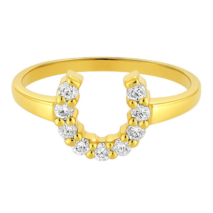 18K Gold Plated Brass Horseshoe Ring – Lucky Gemstone Good Luck Jewelry TGR1055 RM-1779