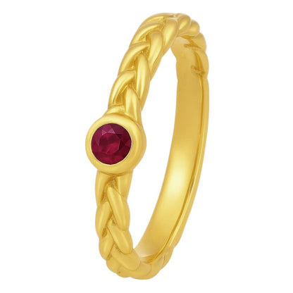 18K Gold Plated Braided Gemstone Ring – Dainty Boho Stackable Band TGR1056 RM-1063