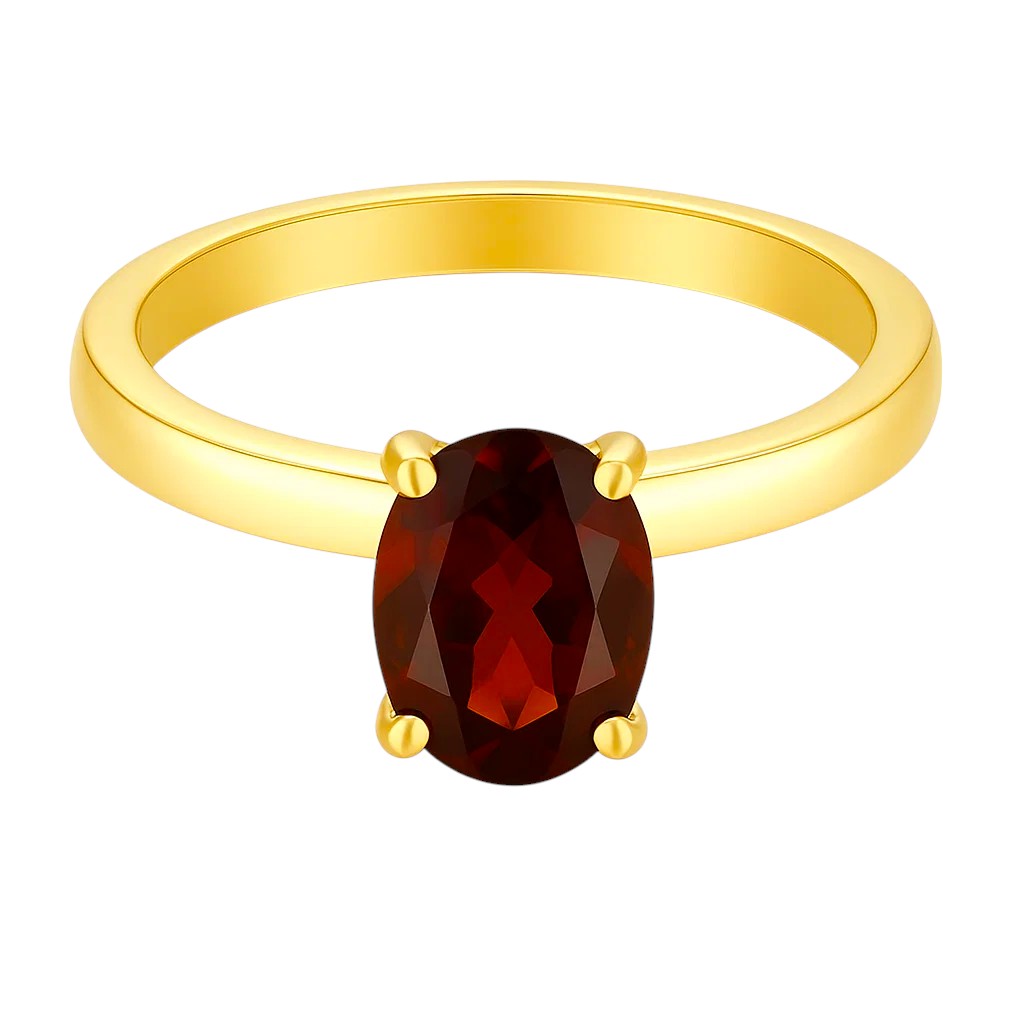 18K Gold Plated Brass Oval Gemstone Solitaire Ring Classic Minimal Style TGR1057 RM-1019