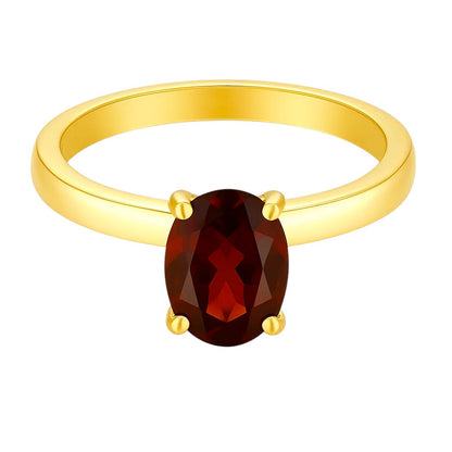 18K Gold Plated Brass Oval Gemstone Solitaire Ring Classic Minimal Style TGR1057 RM-1019