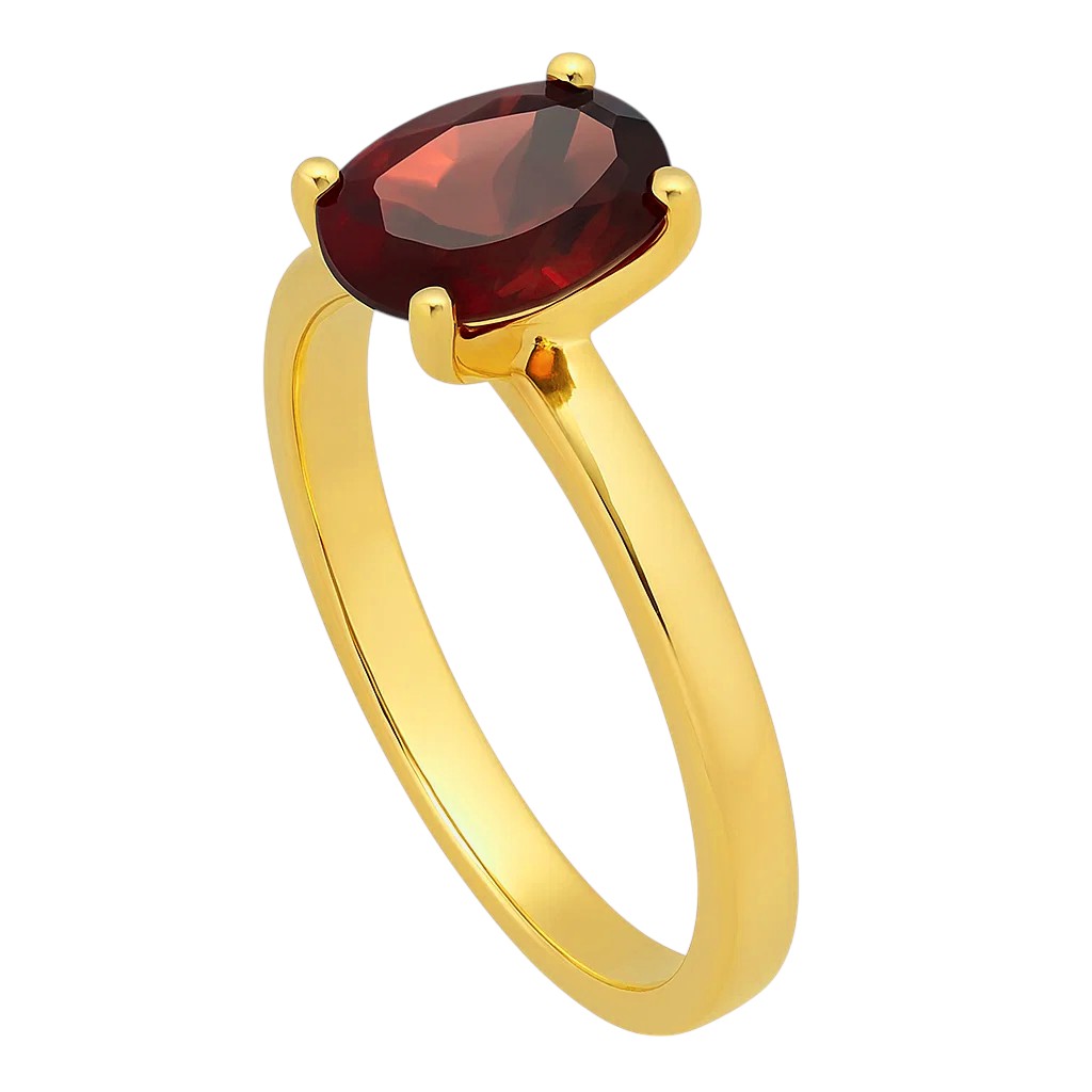18K Gold Plated Brass Oval Gemstone Solitaire Ring Classic Minimal Style TGR1057 RM-1019