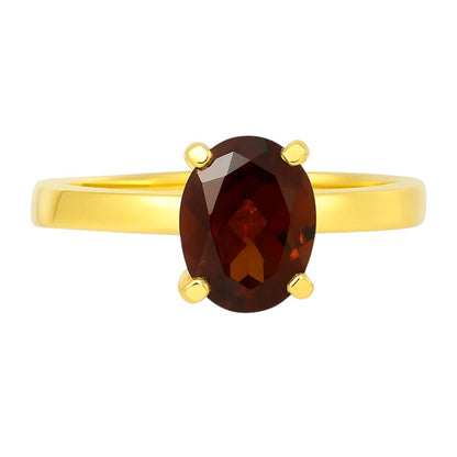 18K Gold Plated Brass Oval Gemstone Solitaire Ring Classic Minimal Style TGR1057 RM-1019
