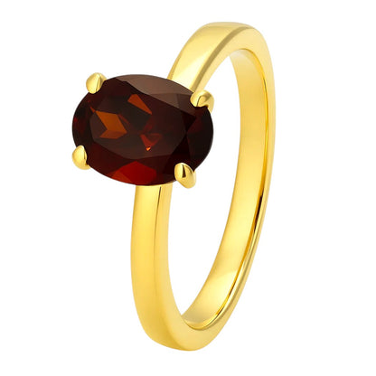 18K Gold Plated Brass Oval Gemstone Solitaire Ring Classic Minimal Style TGR1057 RM-1019