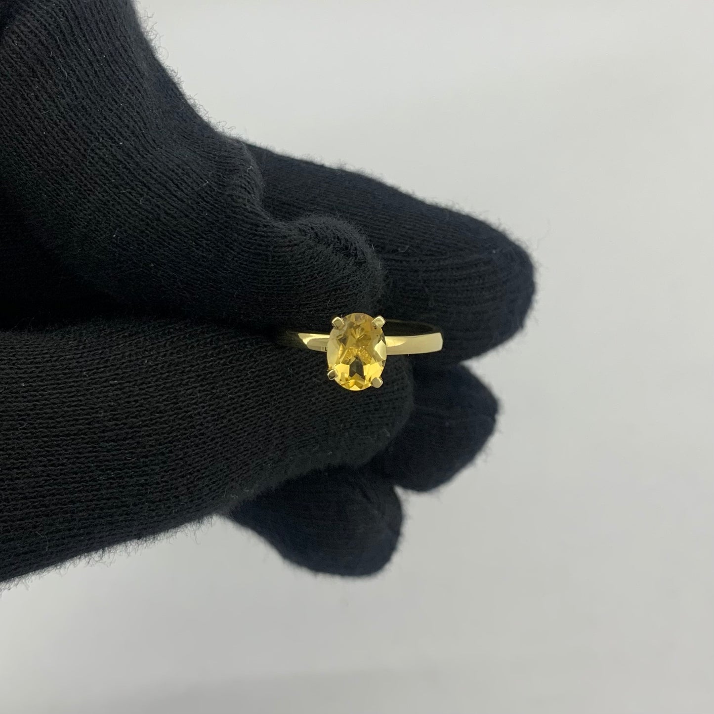 18K Gold Plated Oval Gemstone Solitaire Ring Classic Minimal Style TGR1057 RM-1019