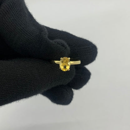 18K Gold Plated Oval Gemstone Solitaire Ring Classic Minimal Style TGR1057 RM-1019