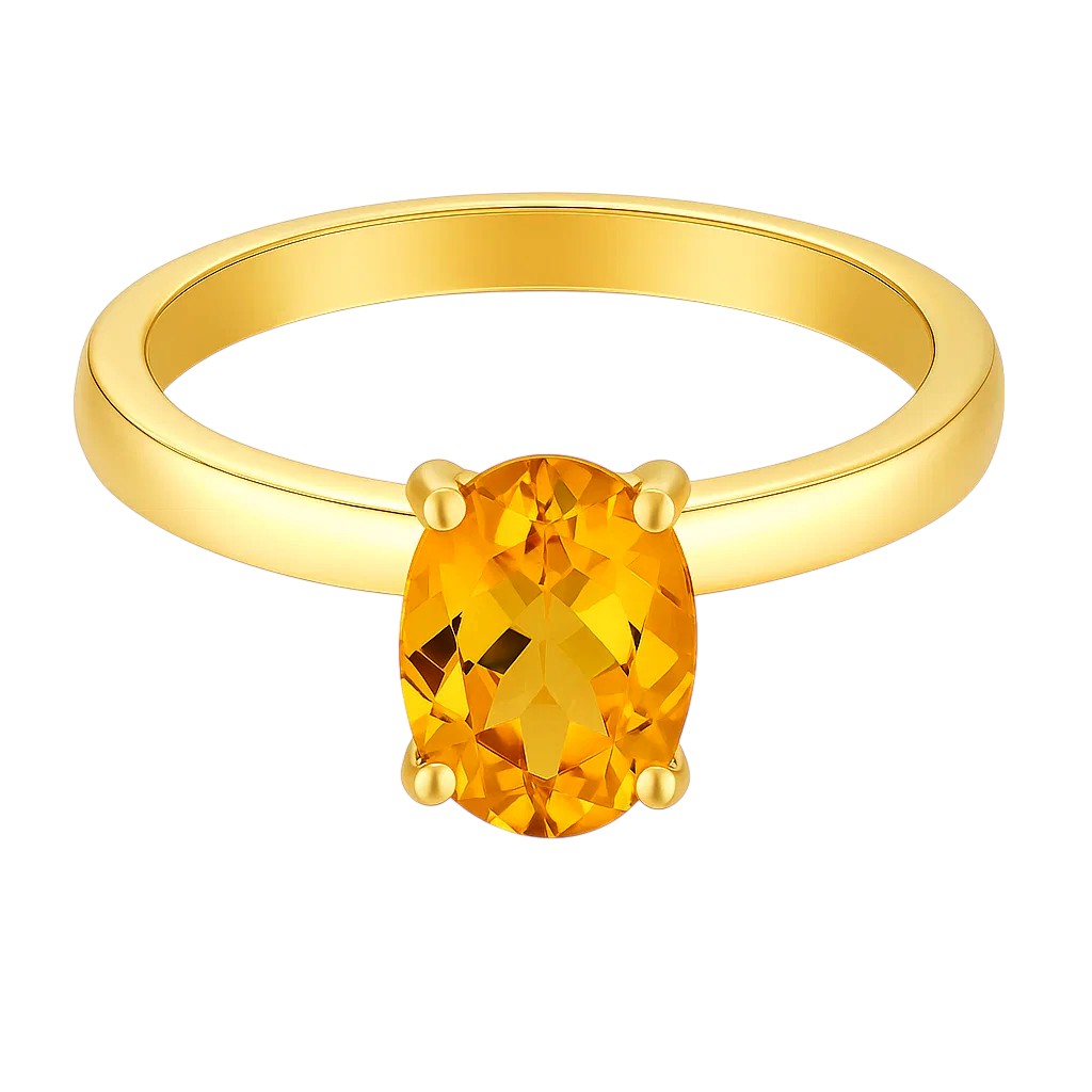 18K Gold Plated Brass Oval Gemstone Solitaire Ring Classic Minimal Style TGR1057 RM-1019