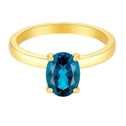 18K Gold Plated Brass Oval Gemstone Solitaire Ring Classic Minimal Style TGR1057 RM-1019