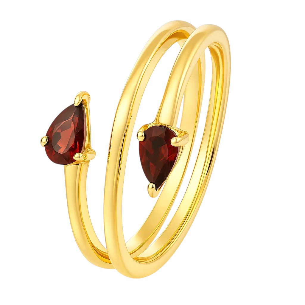 18K Gold Plated Brass Double Pear Wrap Ring – Dainty Gemstone Adjustable TGR1058 RM-1781