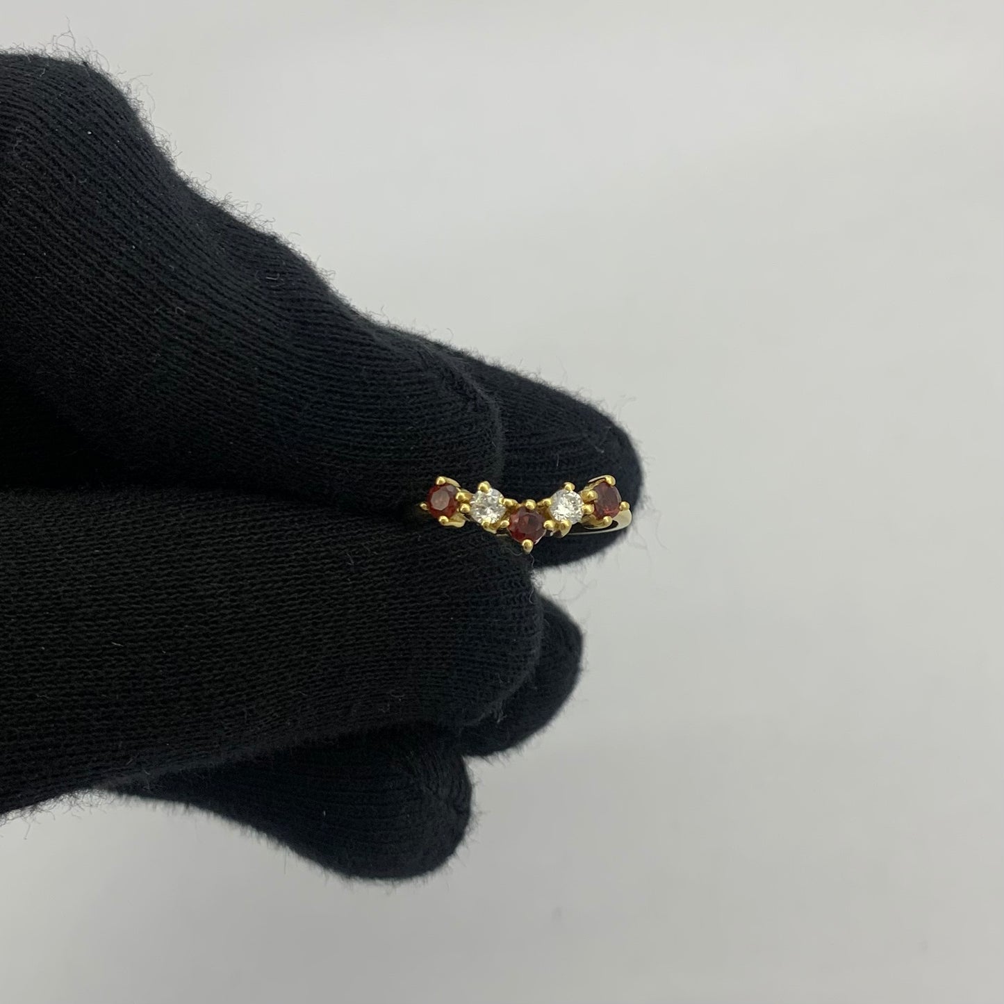 18K Gold Plated Crown Five-Stone Ring – Dainty Gemstone Stacking Band TGR1059 RM-1782