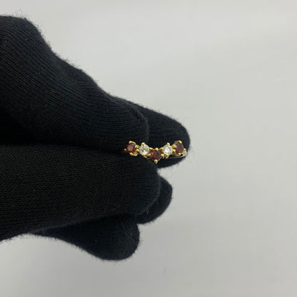18K Gold Plated Crown Five-Stone Ring – Dainty Gemstone Stacking Band TGR1059 RM-1782