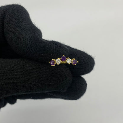 18K Gold Plated Crown Five-Stone Ring – Dainty Gemstone Stacking Band TGR1059 RM-1782