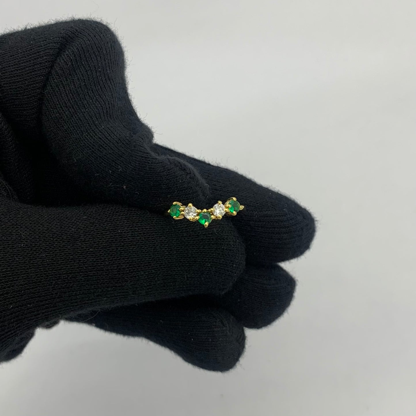 18K Gold Plated Crown Five-Stone Ring – Dainty Gemstone Stacking Band TGR1059 RM-1782