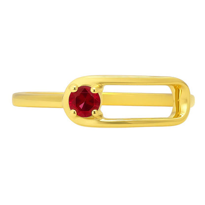 Rectangle Frame Gemstone Ring – Sleek Modern 18K Gold Plated Stackable TGR1060 RM-1783