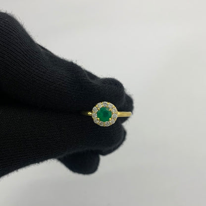 18K Gold Plated Halo Ring Round Gemstone with Sparkling CZ Accents TGR1061 RM-1784