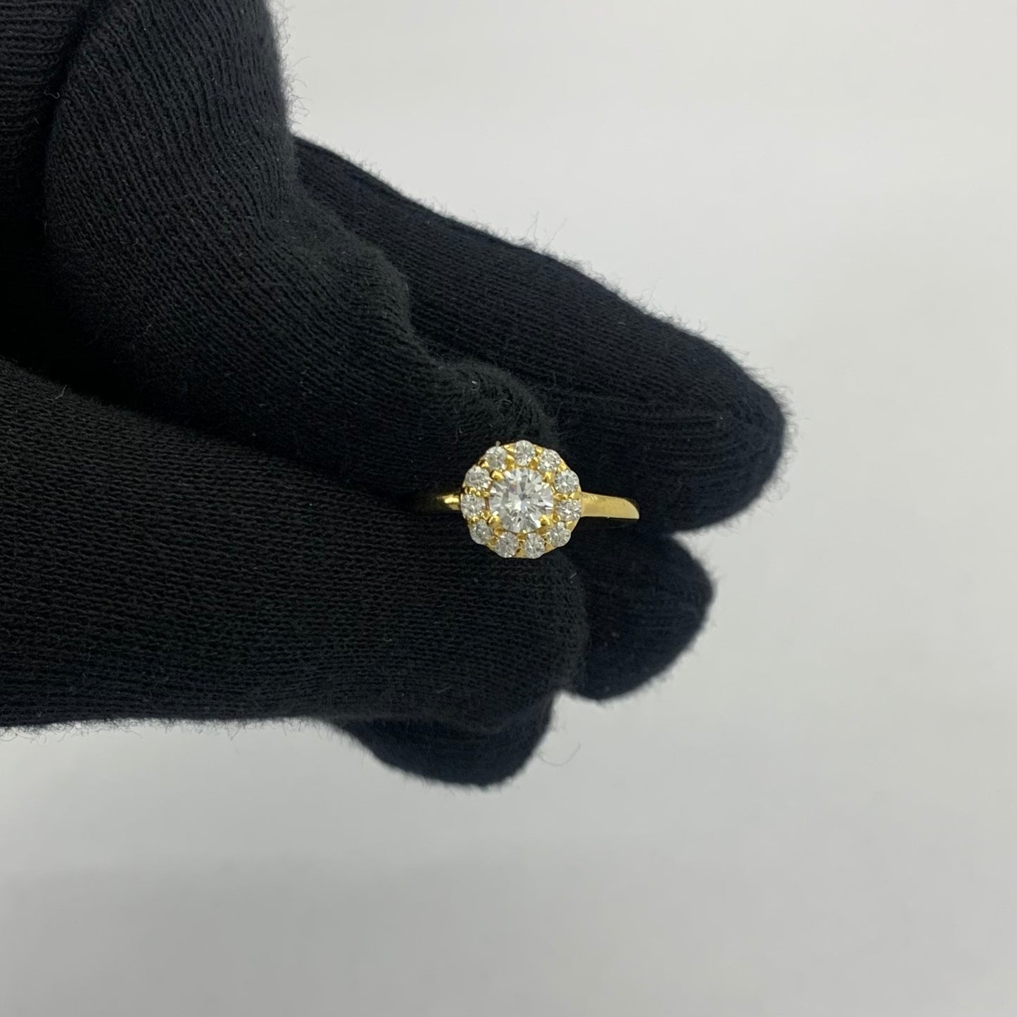 18K Gold Plated Halo Ring Round Gemstone with Sparkling CZ Accents TGR1061 RM-1784