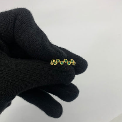18K Gold Plated Round Bezel Colorful Multi Stone Statement Band Ring TGR1062