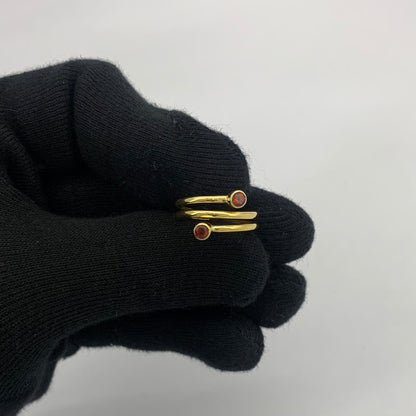 18K Gold Plated Spiral Wrap Double Stone Adjustable Minimalist Ring TGR1063 RM-1185