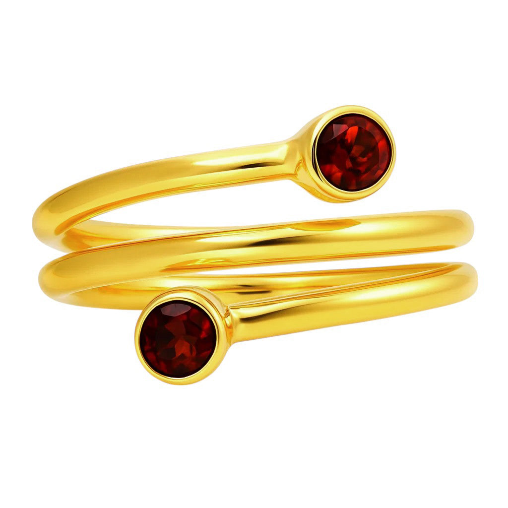 18K Gold Plated Spiral Wrap Double Stone Adjustable Minimalist Ring TGR1063 RM-1185