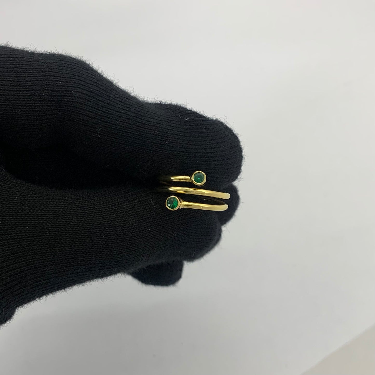 18K Gold Plated Spiral Wrap Double Stone Adjustable Minimalist Ring TGR1063 RM-1185
